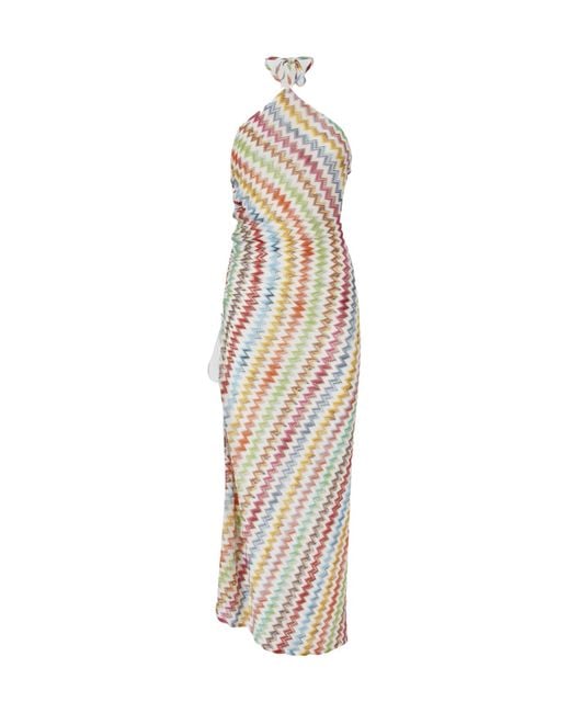 Missoni White Zigzag Halterneck Beach Dress