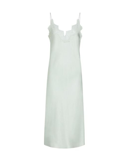 Rohe White Lace-Trim Silk Midi Slip Dress