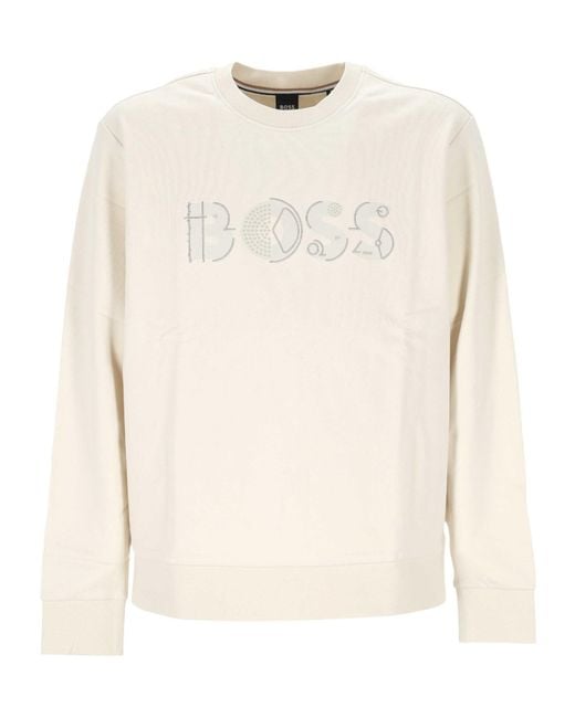 Boss Natural Crew Neck Long-Sleeved Sweatshirt for men