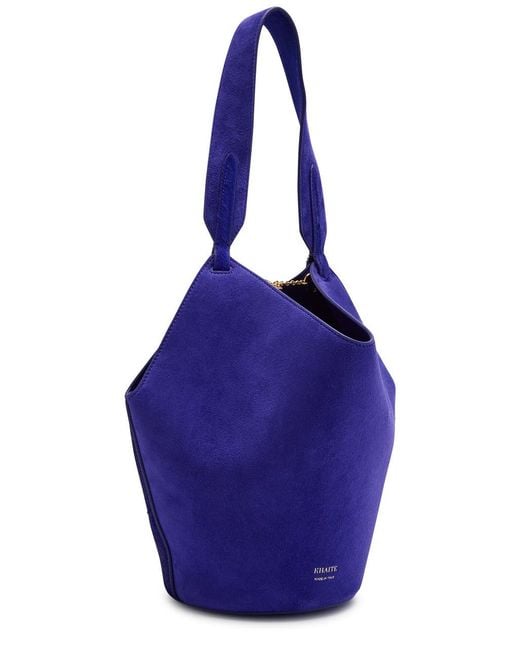 Khaite Blue Lotus Mini Suede Tote Bag