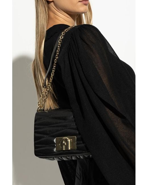 Furla Black 1927 Quilted Small Shoulder Bag