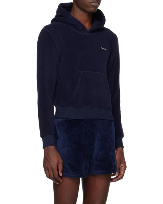Sporty & Rich Blue Logo Embroidered Jersey Fleece Sweatshirt