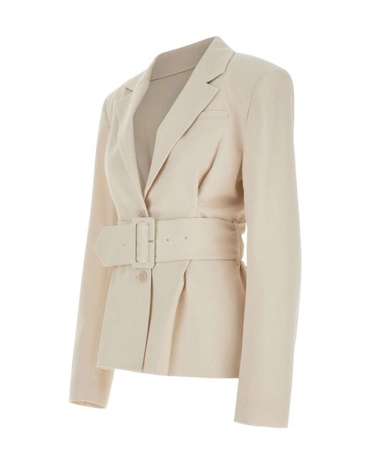 ROTATE BIRGER CHRISTENSEN Natural Belted Fitted Blazer