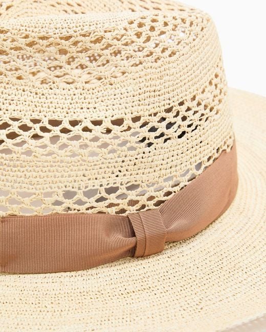 Giorgio Armani White Woven Hat for men