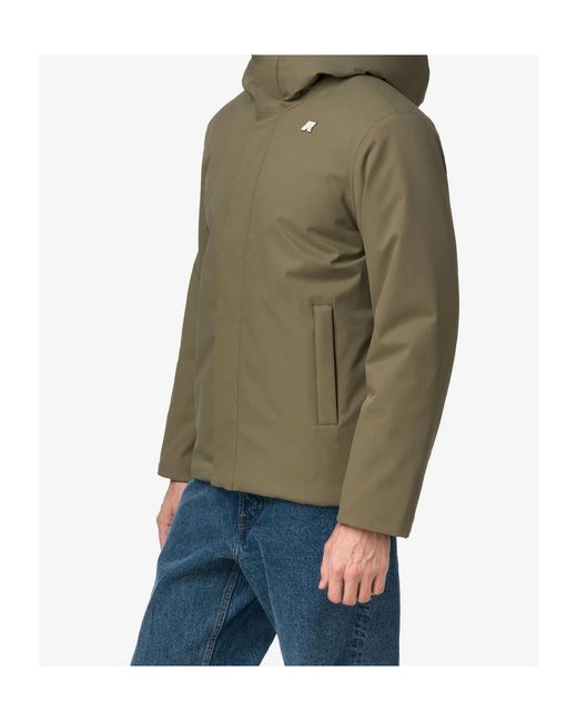 K-Way Green Logo-Printed Cotton-Padded Jacket for men