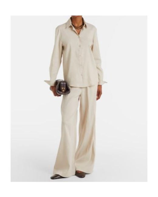 Max Mara White Destino Linen-Blend Wide-Leg Silhouette