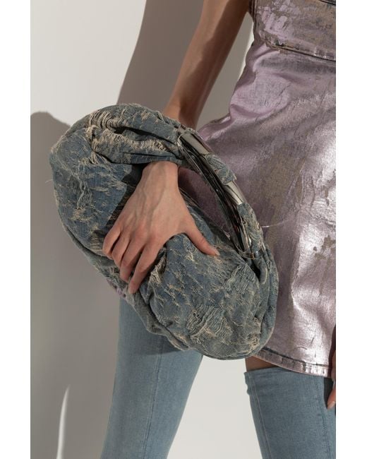 DIESEL Metallic Grab-D Distressed Denim Hobo Bag