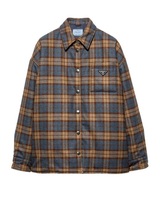 Prada Gray Checked Wool Twill Lumberjack Jacket