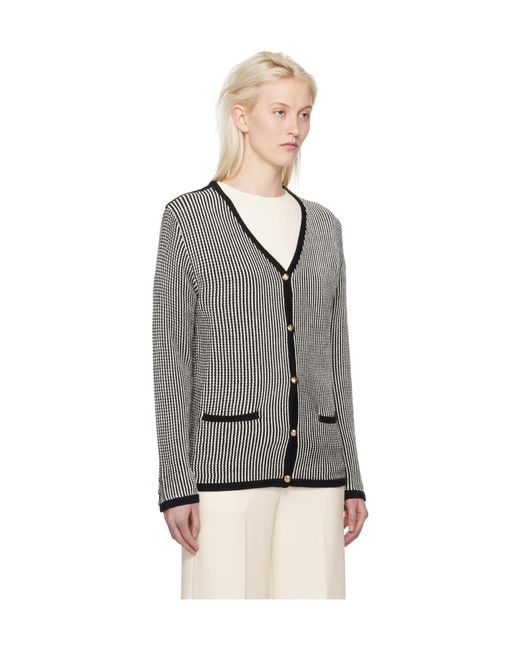 Anine Bing Gray Dave Stripe-Pattern Cardigan