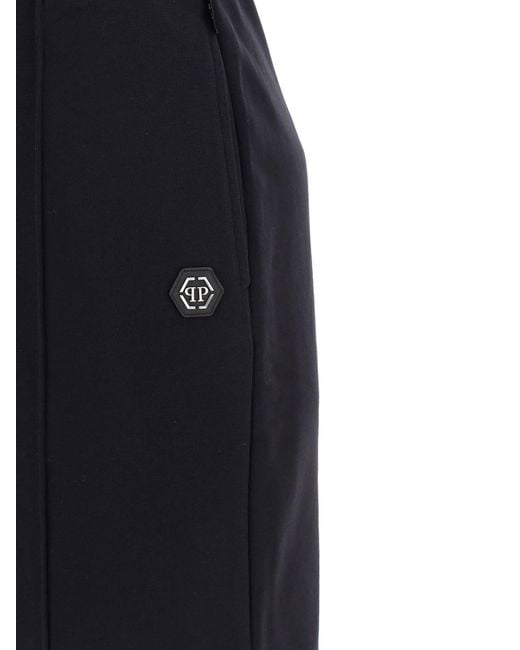 Philipp Plein Blue Logo-Patch Drawstring Track Pants for men