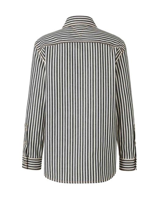 Bottega Veneta Gray Striped Long-Sleeved Shirt for men