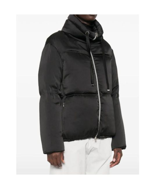 Herno Black High-Neck Drawstring Zip-Up Jacket