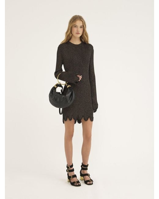 Chloé Black Chloé Ribbed-Knit Mini Dress