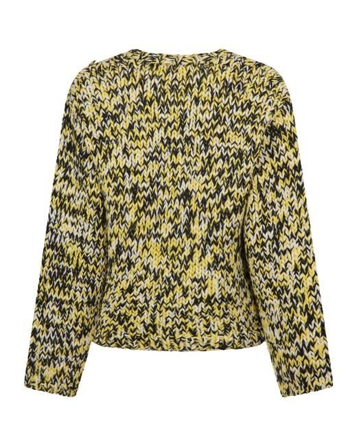 Ganni Yellow Crew Neck Knitted Top