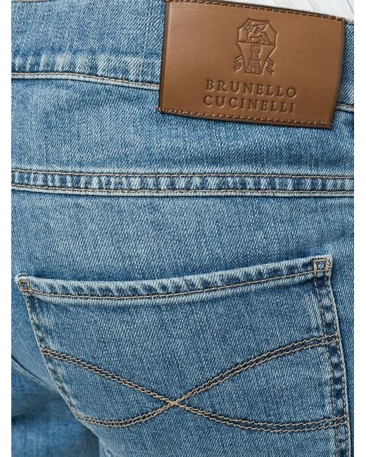 Brunello Cucinelli Blue Straight-Leg Skinny Jeans for men