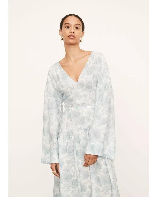 Vince Gray Dahlia Floral-Printed Pleated Dress