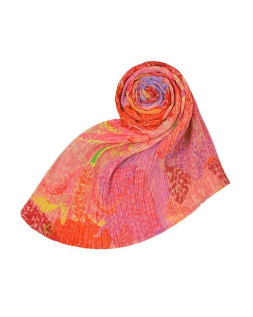 Pleats Please Issey Miyake Red Pleats Please Issey Miyake Printed Pleated Scarf