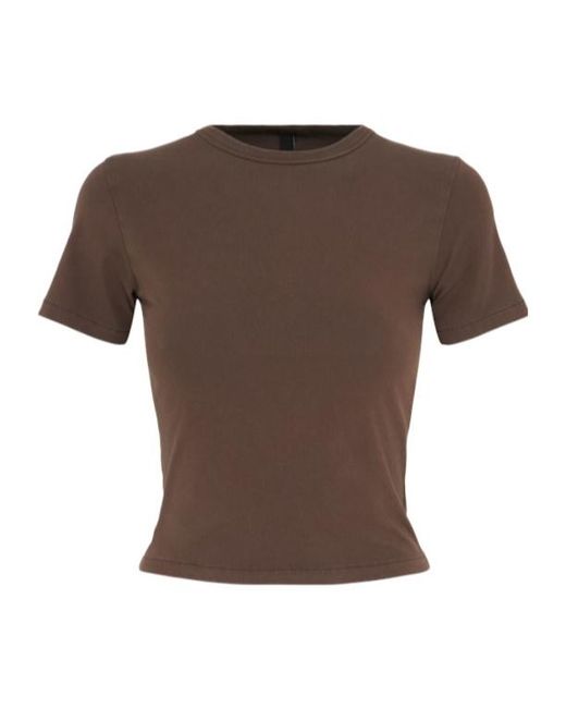 Entire studios Brown Crew Neck Cropped T-Shirt