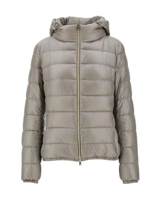 Herno Gray Long-Sleeved Down Jacket
