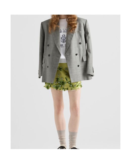 Prada Gray Double-Breasted Tailored Blazer