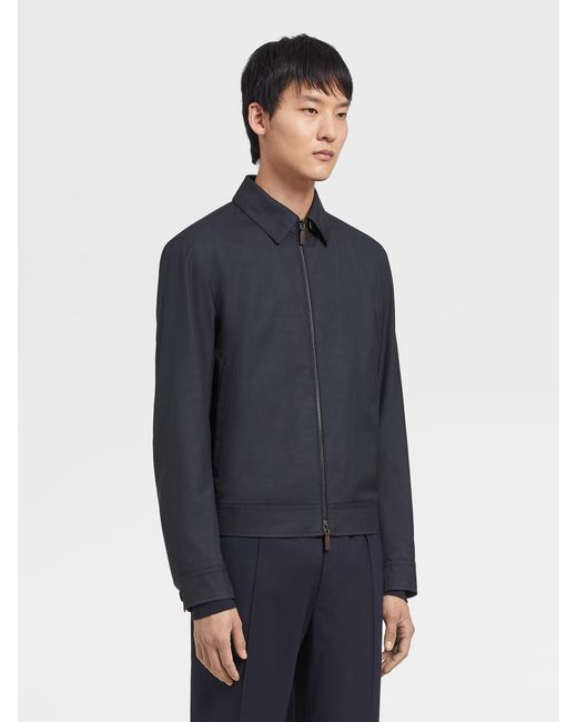 Zegna Blue Leggerissimo Zipped Shirt Jacket for men