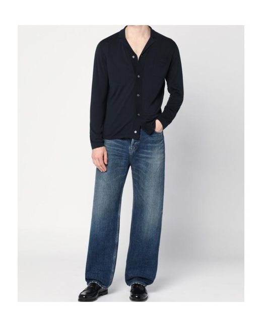 Drumohr Blue Long-Sleeve Button-Down Shirt for men