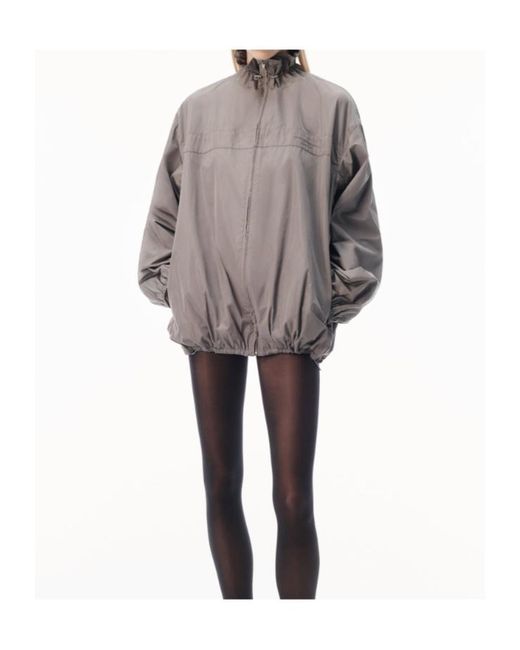 Alexander Wang Brown Gathered Neck Oversized Track Jacket