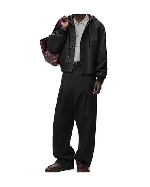Loewe Black Hooded Bomber Jacket for men