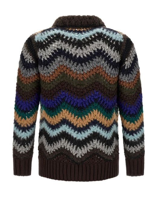 Sacai Gray Zip-Up Knit Top for men