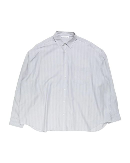 Acne White Striped Button-Up Shirt for men
