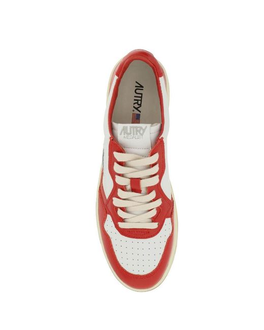 Autry Red Low-Cut Lace-Up Sneakers for men