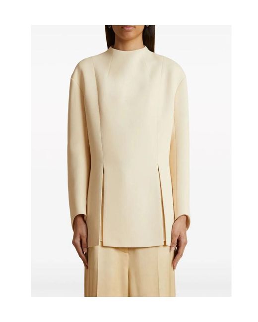 Khaite Natural The Mahni Slit-Detailed Crewneck Blouse