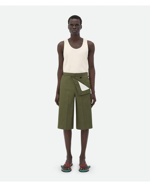 Bottega Veneta Green Compact Cotton Shorts for men