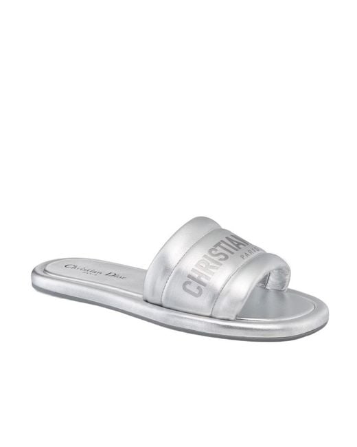 Dior White Every-D Flat Slippers