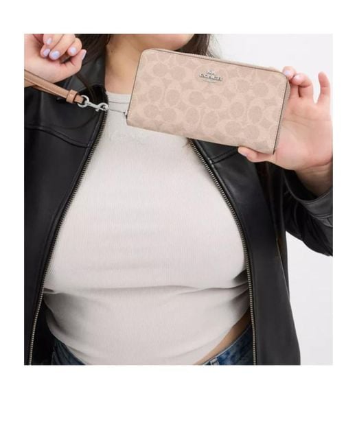 COACH Pink Long Zip Around Wallet
