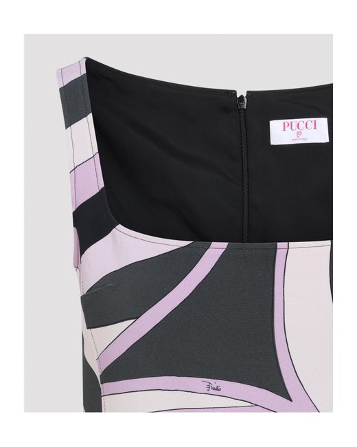 Emilio Pucci Black Abstract-Print Sleeveless Dress