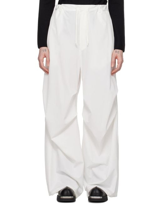 MM6 by Maison Margiela White Elasticated Wide-Leg Pants