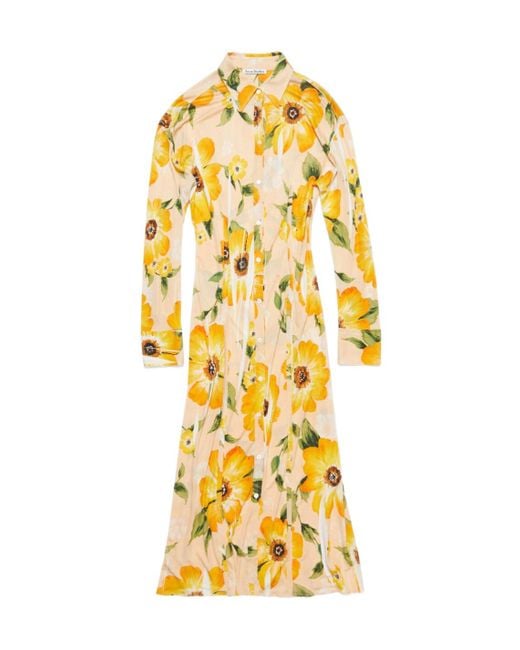 Acne Metallic Floral-Print Midi Dress