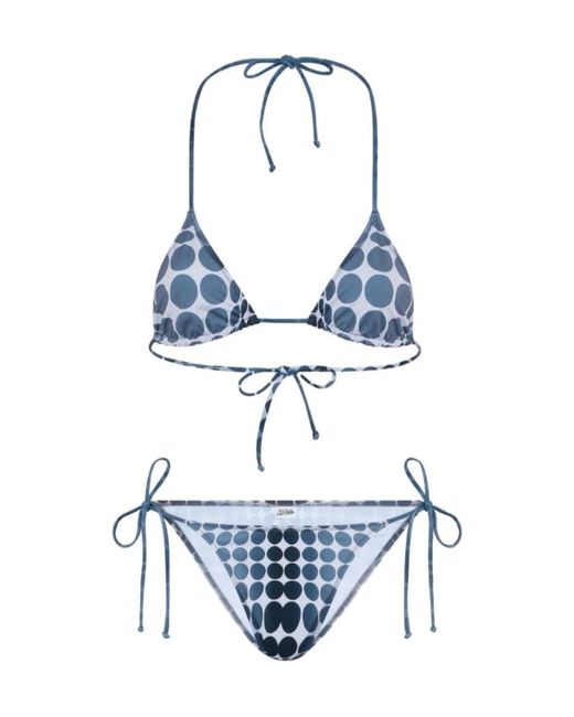 Jean Paul Gaultier Blue Vasarely Printed Bikini Set Beachwear