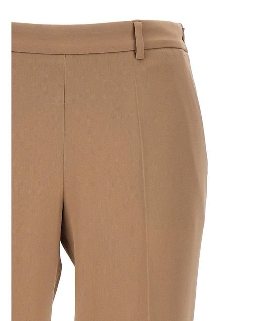 Alberto Biani Natural Pleated Cropped Trousers
