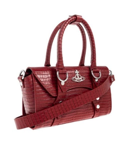 Vivienne Westwood Red Orb-Plaque Embossed Mini Tote Bag