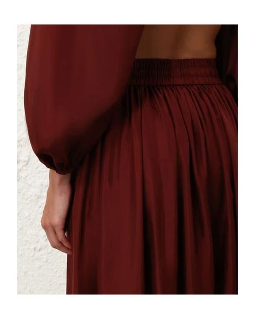 Zimmermann Red Aster Ruffled Maxi Skirt