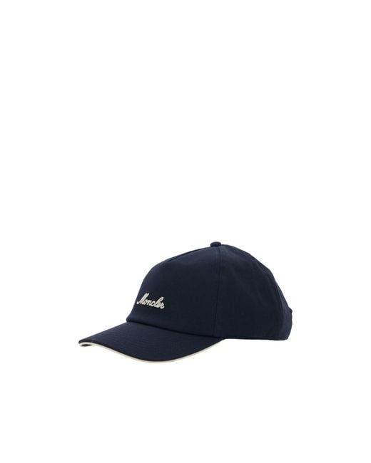 Moncler Blue Logo Embroidered Baseball Cap for men