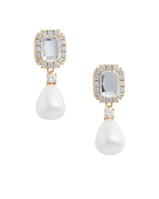 Self-Portrait White Crystal Pearl Drop Earrings