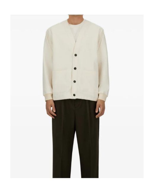 Herno White V-Neck Button Cardigan for men