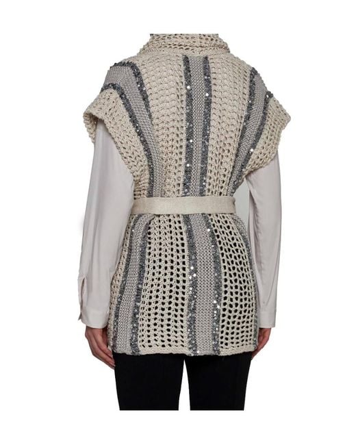 Brunello Cucinelli Multicolor Sequin Embellished Knitted Gilet