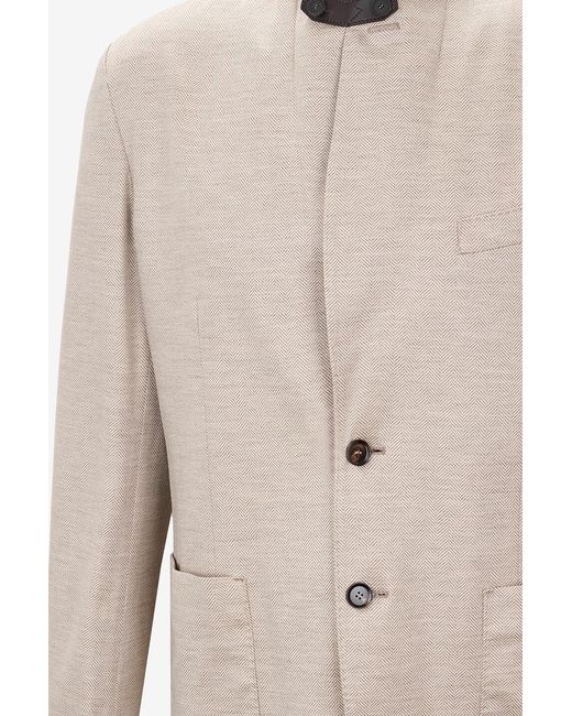 Brioni White Blazer Chevrons Wool And Silk Jersey for men