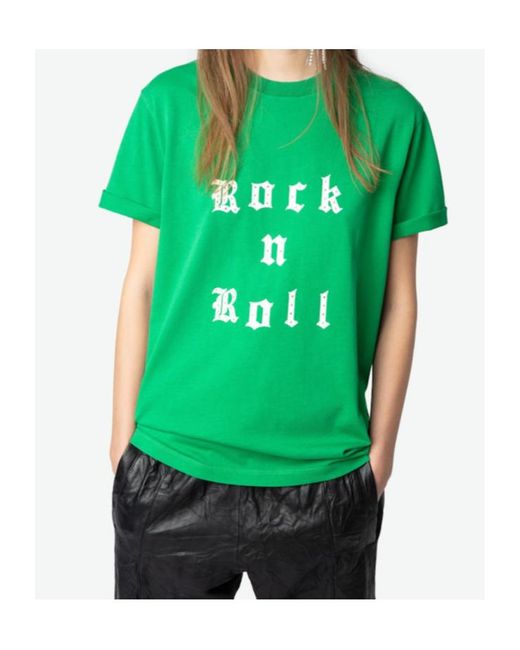 Zadig & Voltaire Green Edwin Rock And Roll T-Shirt