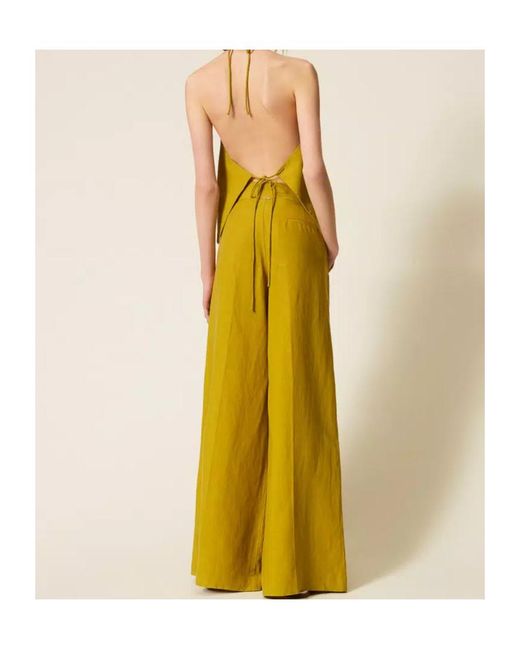Twinset Yellow Wide Leg Trousers