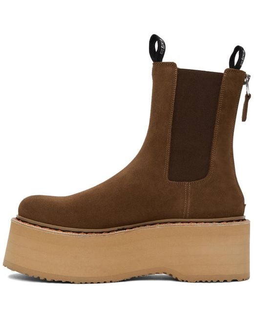 R13 Brown Logo Chelsea Boots